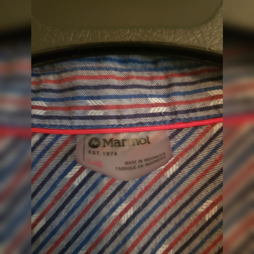 Marmot Striped Button Down With Arrow Pattern L - image 6